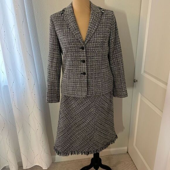 Apostrophe Wool Blend Blazer Skirt Tweed Set 12 - Picture 1 of 7